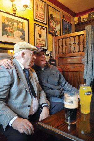 Clifden Confidential: Mayor Walsh made a surprise appearance at Lowry’s Pub in Clifden, Co., Galway, on Saturday, where he had a chat with 75-year-old Henry Kenneally. Bill Forry photo